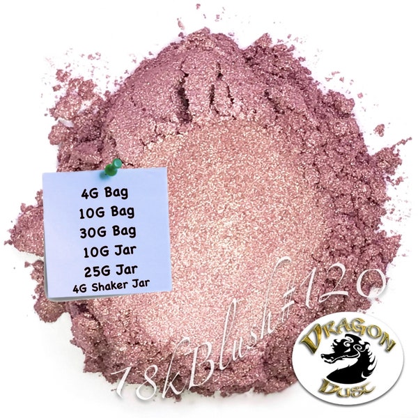 Rose Gold Mica Powder Pigments For Nail Polish, Epoxy Resin, Bath Bombs, Soap Making, Makeup, Lip Gloss 18k BLUSH Rose Gold #120 4g