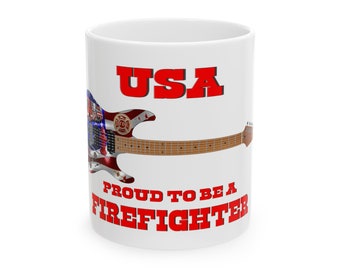 Firefighter Guitar Coffee Ceramic Mug, 11oz