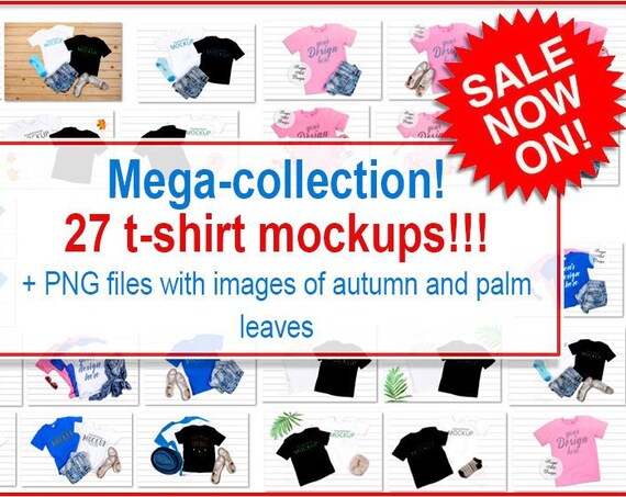 Sale T-Shirt Mockup Bundle Styled T-Shirt Photo Collection Jpg