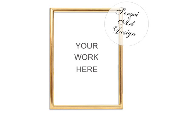 A4 Golden Frame Mockup Gold Frame Styled Stock Photography