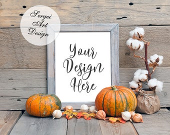 Frame Mockup, Fall Styled Frame, Halloween Styled Frame,Rustic Wooden Mockup 8x10 Vertical Frame Mock-Up,Simple Frame Mockup,