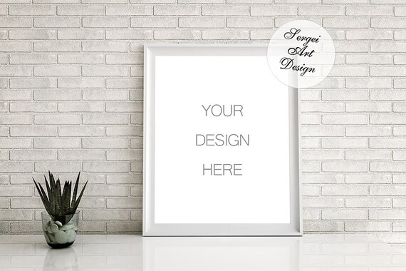 8x10 16x20 24x30 Digital Vertical White Frame Mockup On