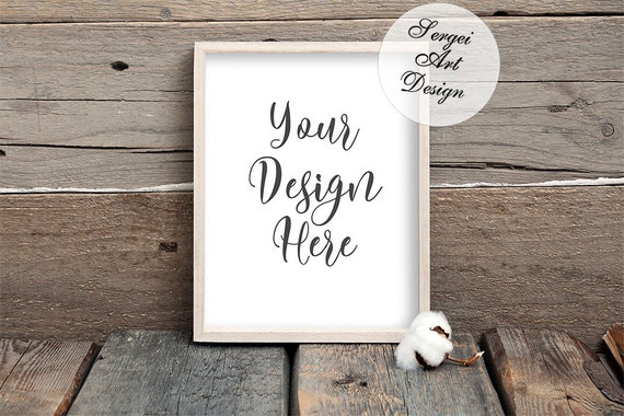 Vintage Frame Mockup 8x10 Portrait Orientation Wooden Rough Frame