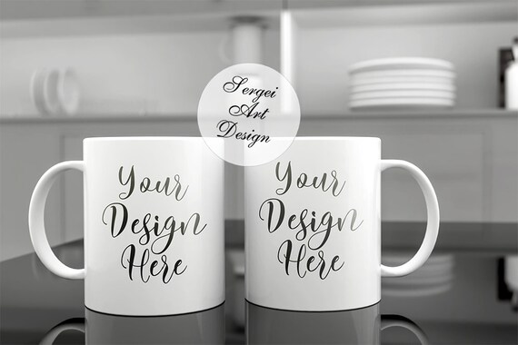 White Coffee Cup Mockup Blank Coffee Mugs Double Mug