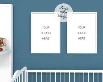 Download A2 Frame Mockup, Vertical Nursery Wall Art Mock Up, Styled Double White Frame Mock-Up, PSD+Smart ...