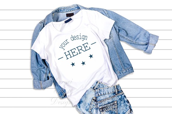 White T-Shirt Mockup Template Bella Canvas 3001 White T-Shirt