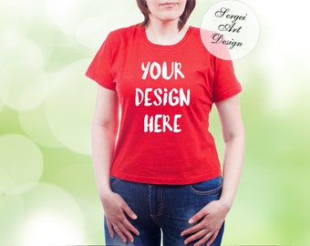 Download Blank Women S Red T Shirt Mockup Short Sleeve Red T Shirt Apparel Display Fashion Design Styled Stock Photography Bella Canvas Mock Up Psd Mockups Download PSD Mockup Templates