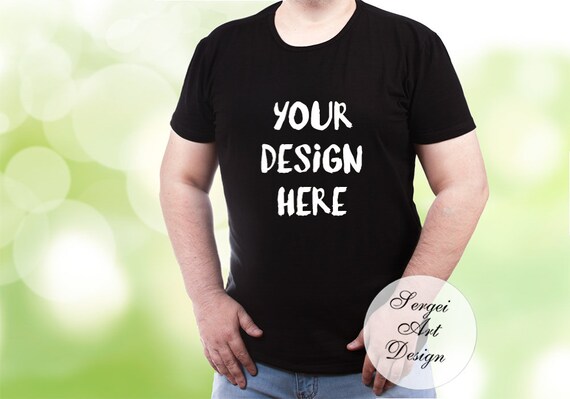 Blank Mens Black T-Shirt Mockup Short Sleeve Black T-Shirt