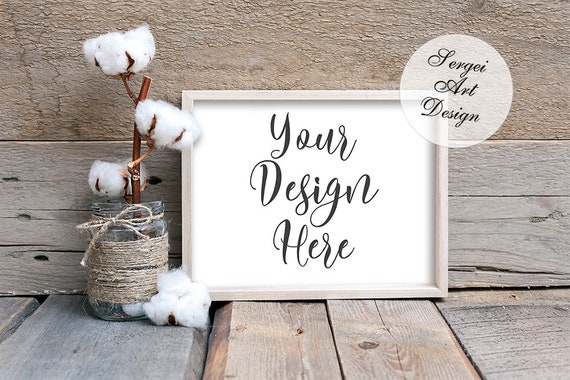 Horizontal 8x10 Wood Frame Mockup Realistic Mock Up Framewooden