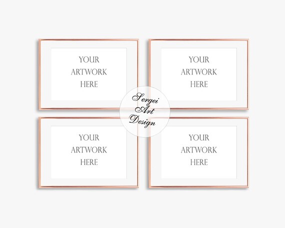 Download Free Set Of 4 Rose Gold Frame Mockup A4 Landscape Psd New 3d Wall Logo Mockup Template Free Download Yellowimages Mockups