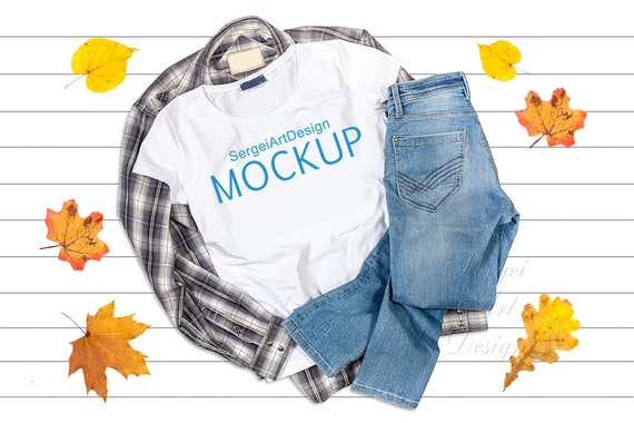 Flat Lay Men Shirt Mockup Digital Mockup Tee Mockup