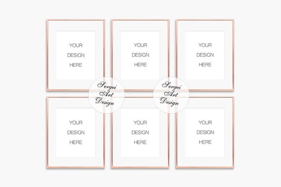 Digital Set Of 6 Rose Gold Frame Mockup 8x10