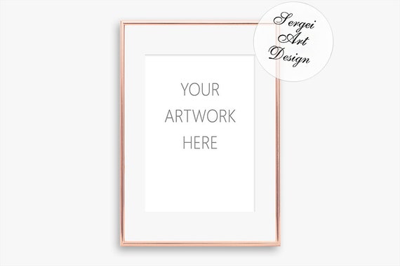 A4 Rose Gold Frame Mockup Portrait Orientation Gold Frame