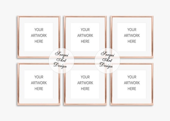 Digital Set Of 6 Rose Gold Frame Mockup Square Digital Set Of 6 Rose Gold Frame Mockup Square