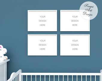 Download Set Of 4 Frame Mock Up Poster Frame Mockup Set Multiple Frame Mockup A3 Frame Mockup Nursery Wall Art Mockup White Frame Psd Smart Best Free Packaging Mockups Template PSD Mockup Templates