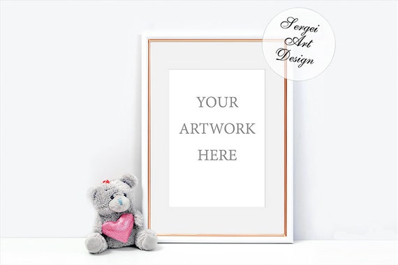 A4 Rose Gold Frame Mockup Single Portrait Orientation Gold