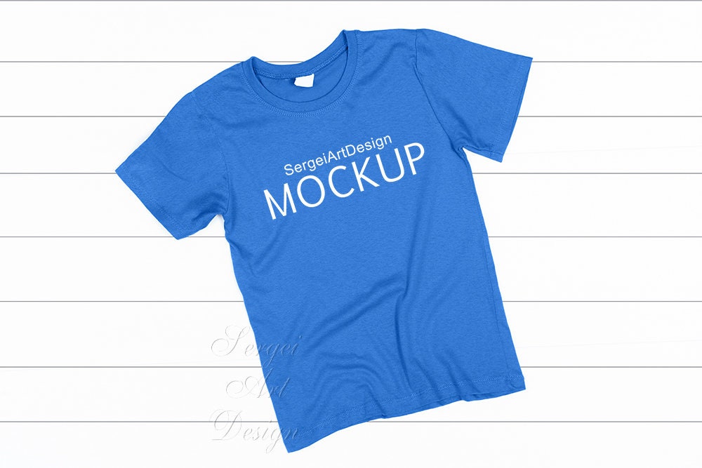 Download Blue Shirt Realistic Mockup Styled Stock Blue Tshirt Mockup Etsy