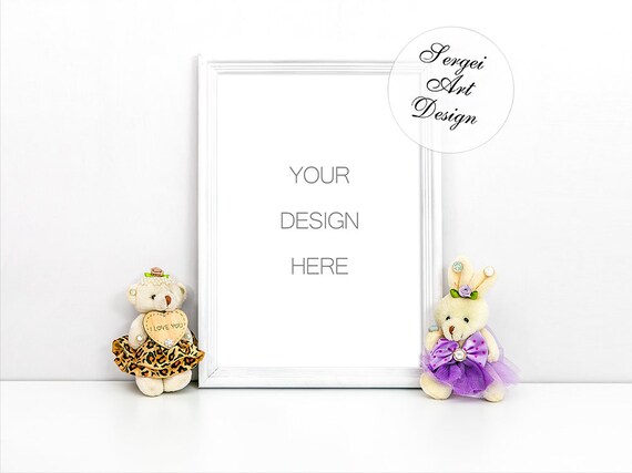 A4 White Wooden Frame Mockup A4 Nursery Wall Art Mock Up Psd Etsy