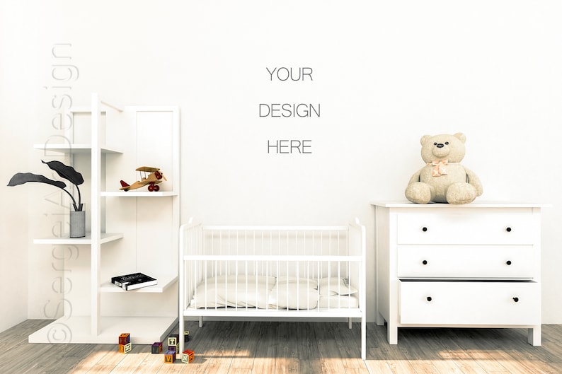 Baby Room Mockup, Nursery Mock Up, JPG Mockup Scene
