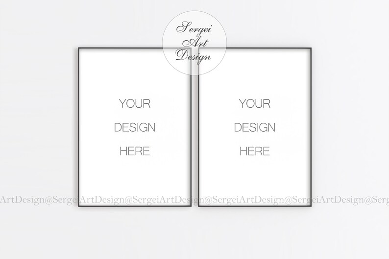 A4 A3 A2 Set Of 2 Digital Black Frames Mockup Styled Thin Real Frame Mock Up Photo Wall Art Display Psd Smart