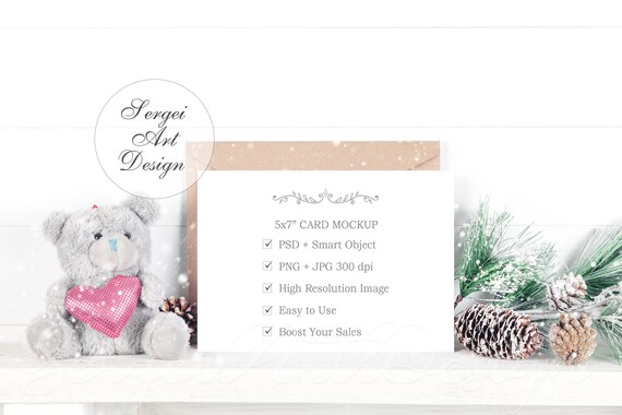 5x7 Horizontal Invitation Mockup Blank Card And Envelope Etsy