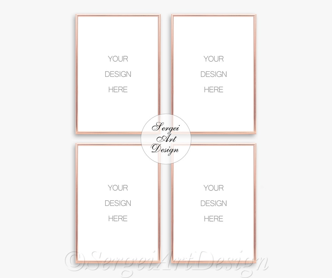 A4 Set von 4 Rose Gold Rahmen Mockup A4 Portrait Orientierung | Etsy