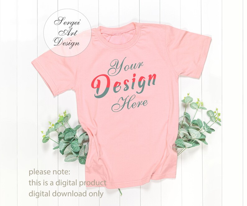 Peach Color Tshirt Mockup on White Background Pink Tshirt Etsy