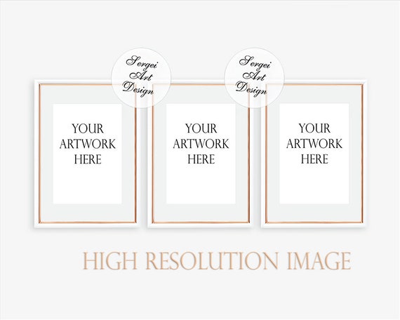 Digital Set Of 3 Rose Gold Frame Mockup A4 A3 Frames Etsy