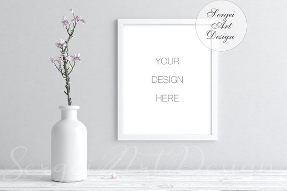 8x10 16x20 24x30 White Frame Mockup For Your Artwork Stock Etsy