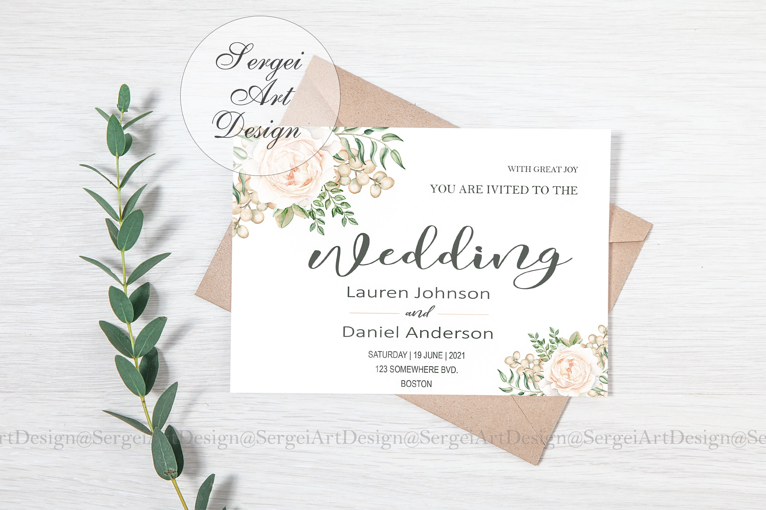 Invitation Mockup Landscape Stationery Mockup Green Theme Etsy