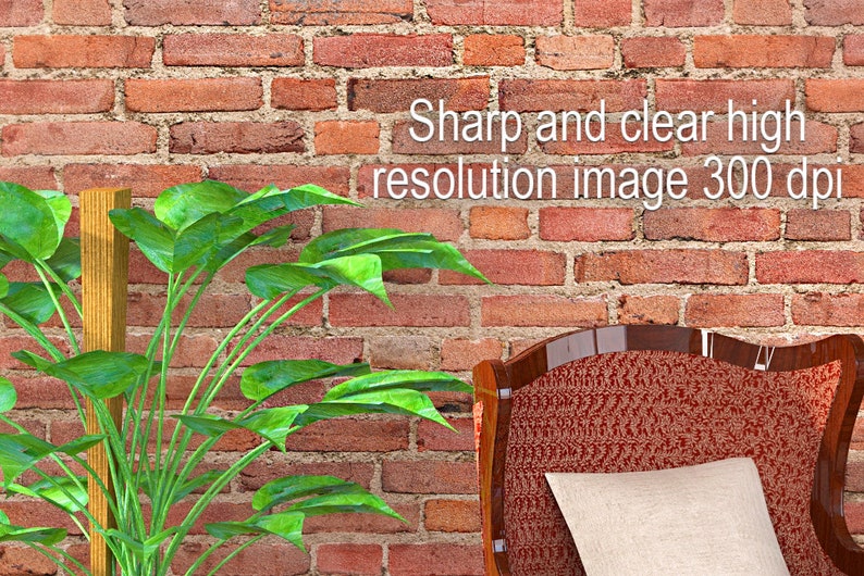 Download Living Room Interior Mockup Brick Wall Background Digital ...