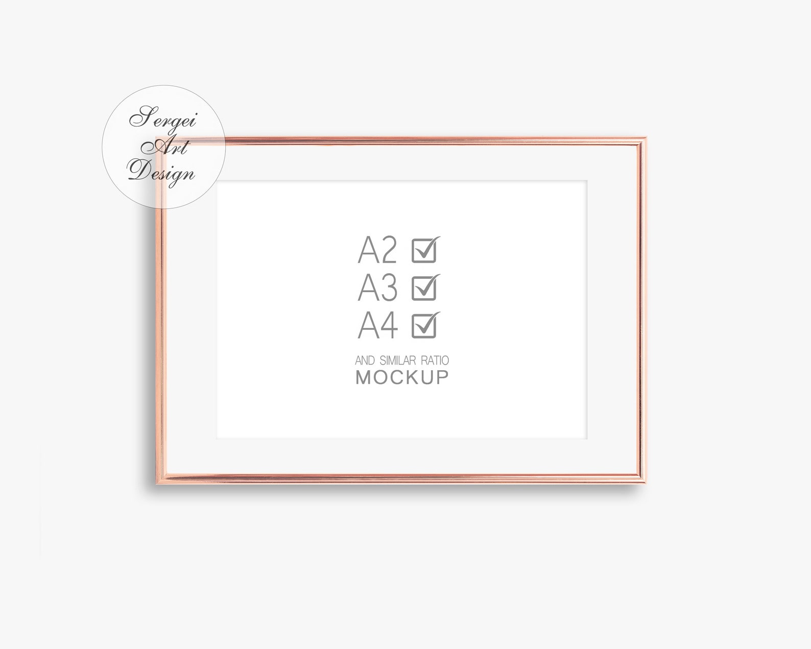 Rose Gold Frame Mock Up Horizontal A4 Rose Gold Frame Mockup | Etsy