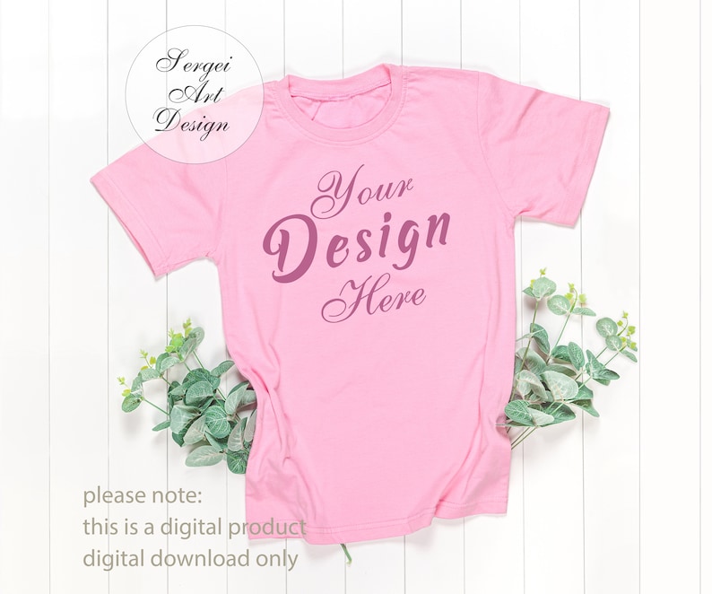 Download Pink T-shirt Mockup on White Background Unisex T-Shirt ...
