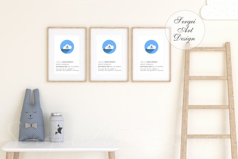 A4 set of 3 digital frames for kids room a4 frame mockup | Etsy