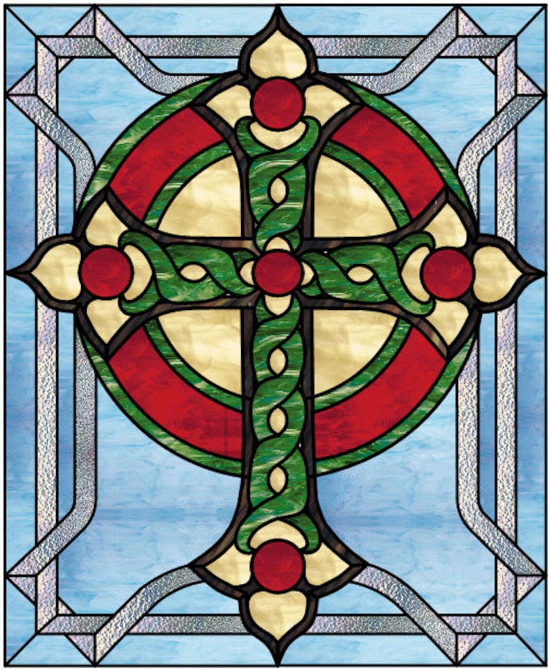 Celtic Cross Stained Glass Pattern Etsy