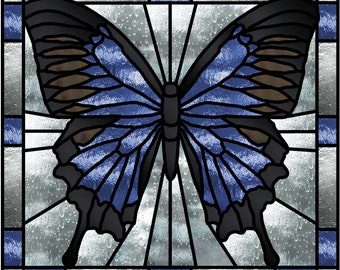 Blue Butterfly Stained Glass Pattern