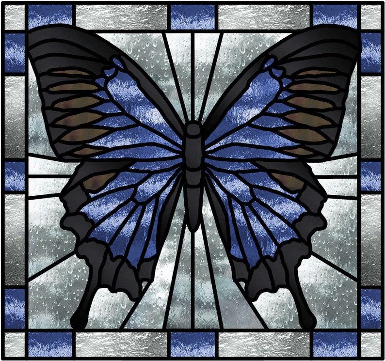 Blue Butterfly Stained Glass Pattern Etsy 