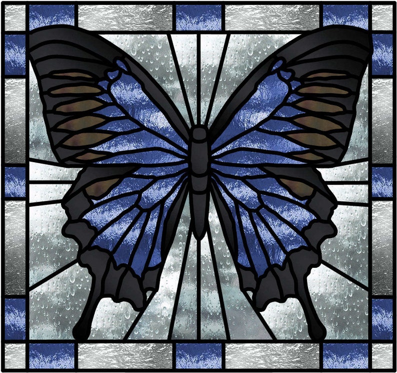 Blue Butterfly Stained Glass Pattern Etsy