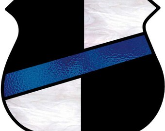 Thin Blue Line Stained Glass Pattern