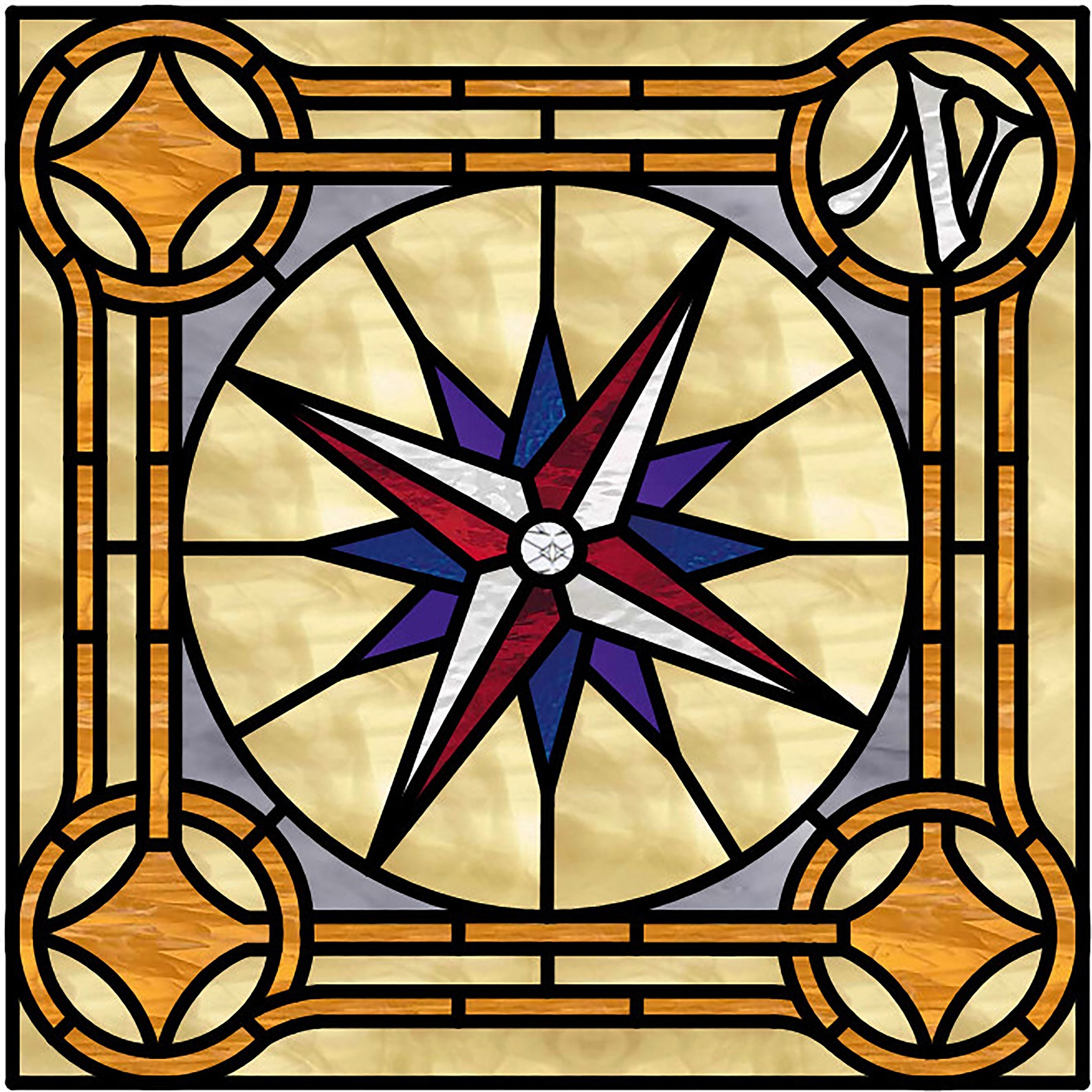 Compass Rose Stained Glass Pattern - Etsy