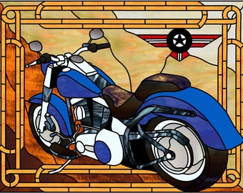 Fat Boy Motorcycle Stained Glass Pattern