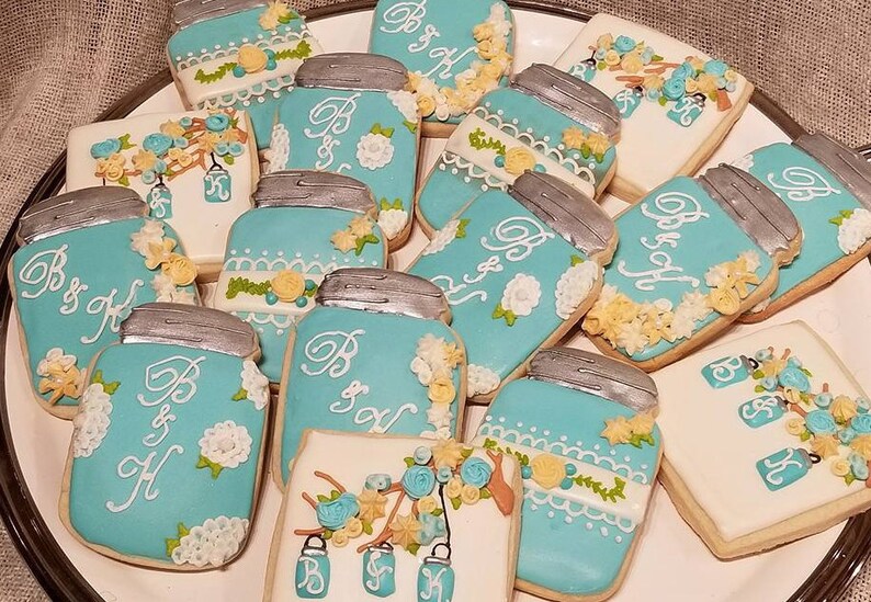 Wedding Shower Cookies Mason Jar Cookies Wedding Shower Etsy