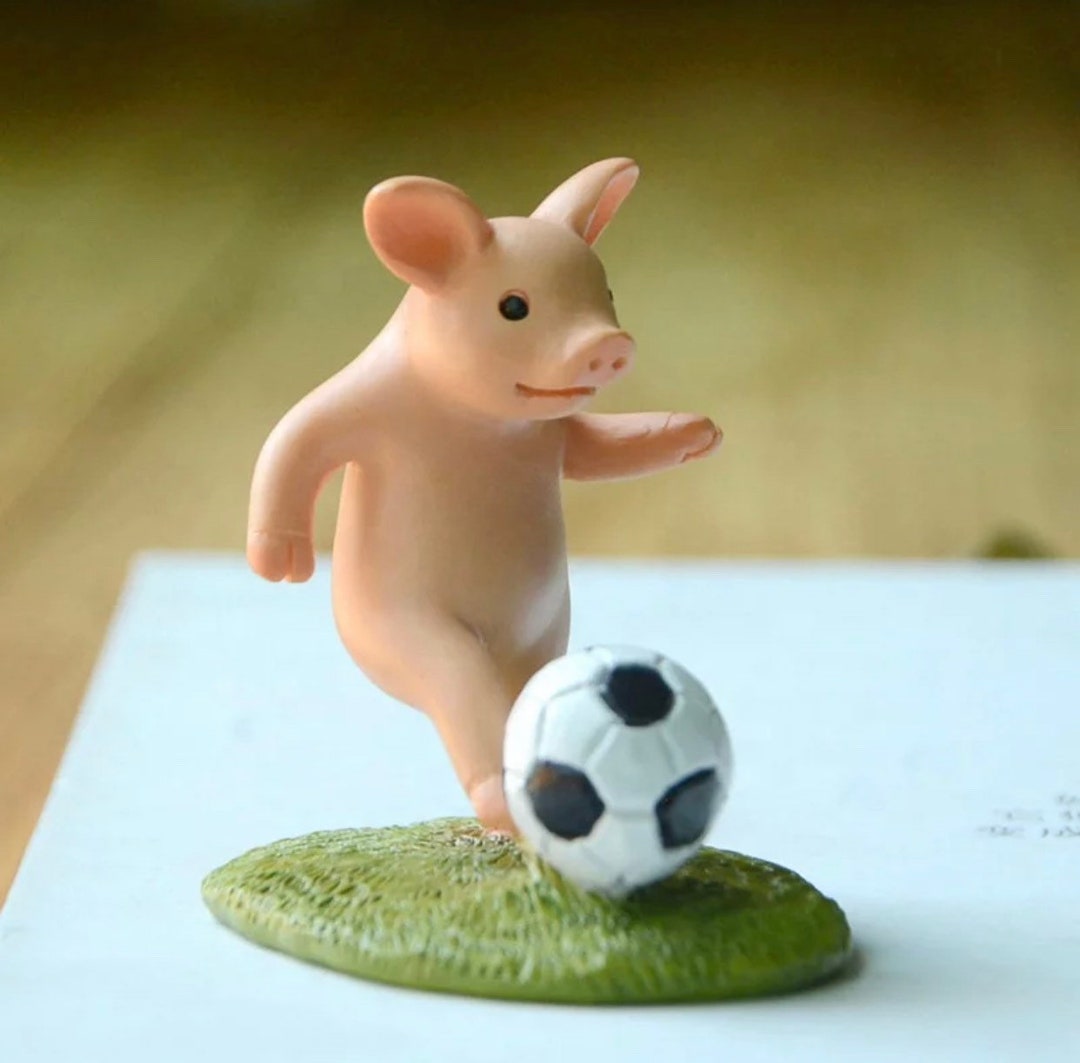 Cute Pig Playing Soccer Miniature Decoration Art Great Gift Etsy