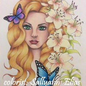 Arts Coloring page GIRL WITH LILIES image 2