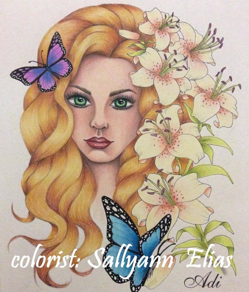 Arts Coloring page GIRL WITH LILIES image 2