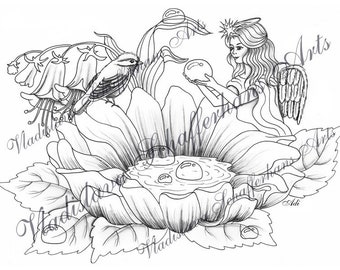 Arts Coloring page - Angel with a drop