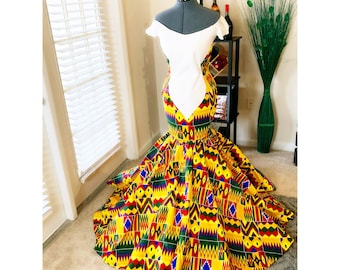 kente cloth wedding dress