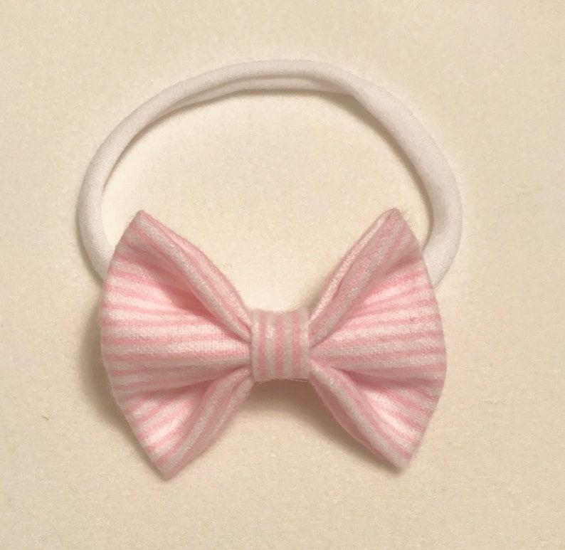 Pink and White Striped Bow