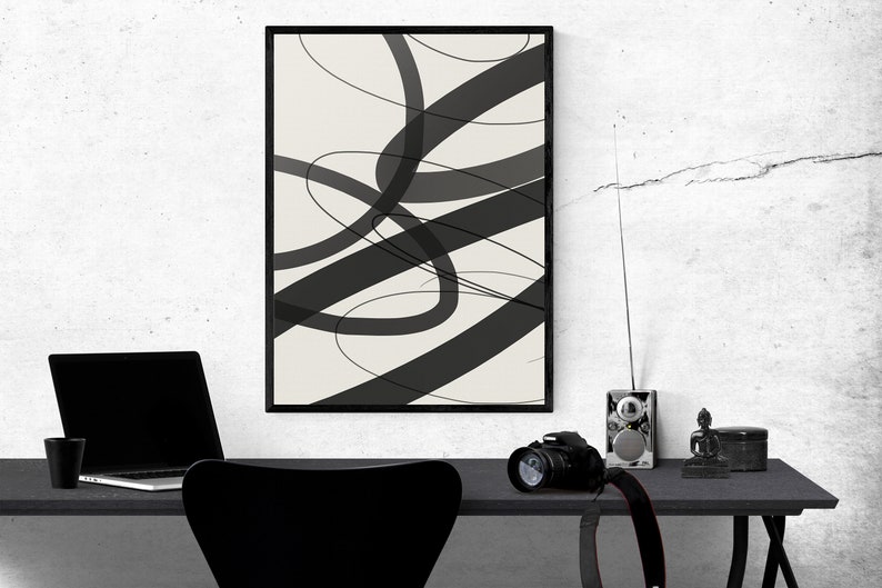 Abstract Lines Art Set of 3 Prints Printable Wall Art Large Etsy