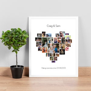 Personalised Photo Heart, Photo Collage, Couples Gift, Anniversary Present, Family Memories Print